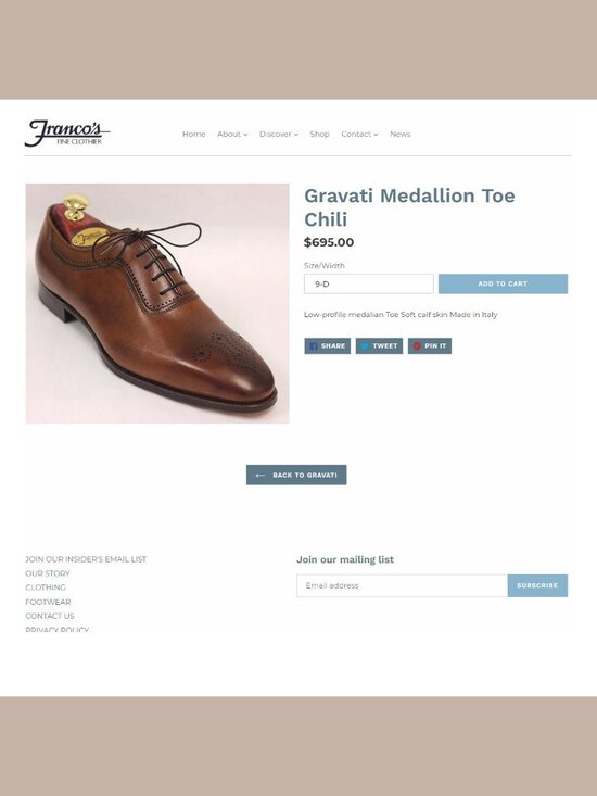 $695 Neiman Marcus GRAVATI Italian Oxford 9 M Tan/Cognac 18754 * add $15 Trees main image 10